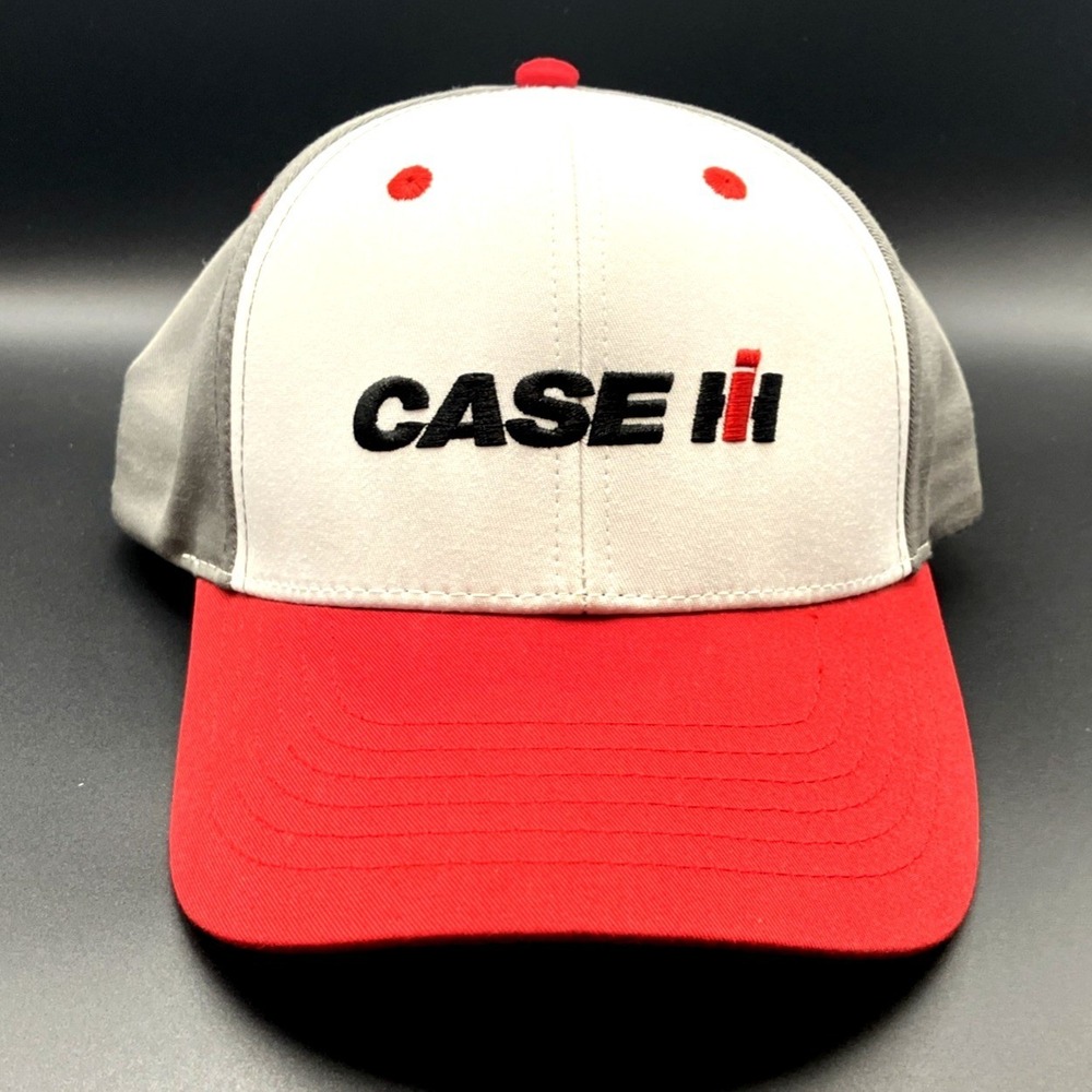 Case IH Agriculture Hat Grey White Red Embroidered Logo Snapback Baseball Cap